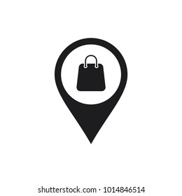 bag and pin locator conception, bag icon, pin locator 