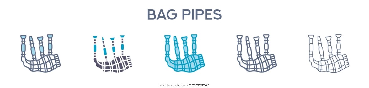 Elemento De Tubos De Bolsa Para Diseño Gráfico - Estilos Múltiples. Ilustración vectorial De Dos Colores Y Negro. Los Diseños Múltiples De Los Iconos Se Pueden Utilizar Para El Móvil, Ui, Web