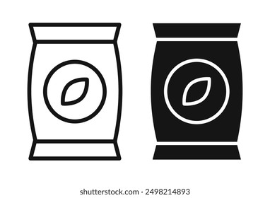 Bag of plant fertilizer iconicon vector collection in outlined and solid style