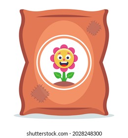 a bag of plant fertilizers. flat vector illustration.