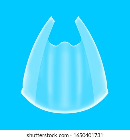 bag plastic clear isolated on blue color, clear plastic bag for clip art, plastic handle bag transparent, illustration flat bag plastic clear and transparent