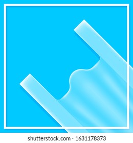 bag plastic clear with square frame for banner, illustration bag for banner advertisement concept, banner frame clear plastic bags for copy space ad, handle bag plastic clear for advertising or slogan