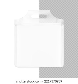 Bag with plastic handle mockup. Vector illustration isolated on white background. Ready for your design. Suite for the presentation of diaper, wet wipes, foods, household, etc. EPS10.	