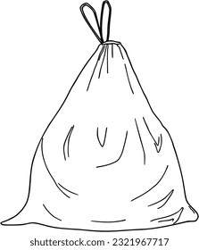Bag plastic bag with handles for garbage doodle linear cartoon coloring book