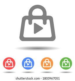Bag with play button icon vector logo with isolated background
