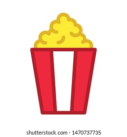 A bag of popcorn flat icon.