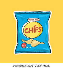 A Bag of Potato Chip Sticker Vector Cute Illustration