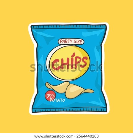 A Bag of Potato Chip Sticker Vector Cute Illustration
