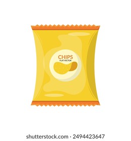 Bag of potato chips flat vector illustration isolated on white background