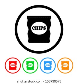 Bag Of Potato Chips Icon With Color Variations