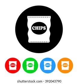 Bag Of Potato Chips Icon In Four Colors