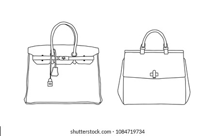 
Bag and pouch set, icon, sketch 