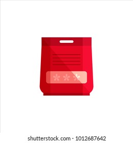 Bag of powder isolated on white background. Cleaning service logo, laundry detergent and disinfectant products for hand or machine washing - flat vector illustration