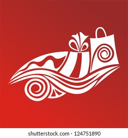 Bag presents shopping vector illustration