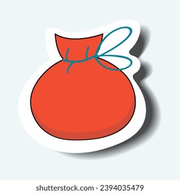 A bag with presents of the sticker set. Demonstration of the essence of the season with this joyful sticker highlighting a colorful Christmas bag brimming with surprises. Vector illustration.
