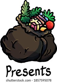 Eine Tasche mit Geschenken auf weißem Hintergrund