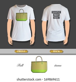Bag printed on shirt. Vector illustration. 