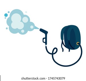 Bag with pulverizer spray hose and smoke design, Hygiene wash health and clean theme Vector illustration