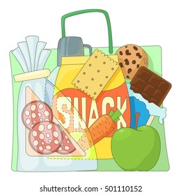 Bag with purchases icons set. Flat illustration of bag with purchases vector icons for web