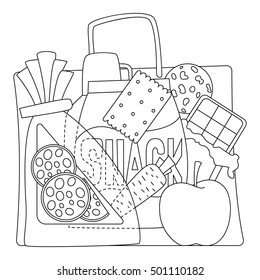 Bag with purchases icons set. Outline illustration of bag with purchases vector icons for web