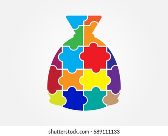 bag puzzle icon, vector illustration eps10