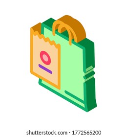 Bag And Receipt Icon Vector. Isometric Bag And Receipt sign. color isolated symbol illustration