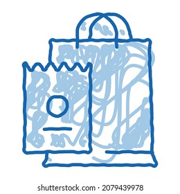 Bag And Receipt sketch icon vector. Hand drawn blue doodle line art Bag And Receipt sign. isolated symbol illustration