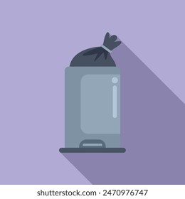 Bag in recycle bin icon flat vector. Ecology trash. Packing cleaner