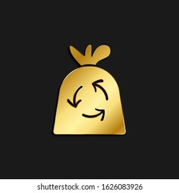 Bag, recycle gold icon. Vector illustration of golden