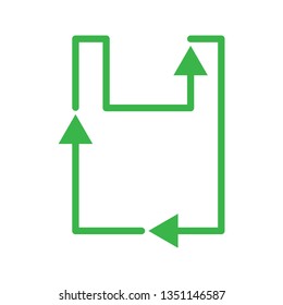 Bag recycle icon. Reduce plastic use, campaign. Stroke outline style. Vector. Isolate on white background.