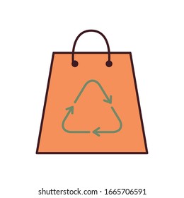 bag with recycle symbol fill style icon design, Ecology eco save green natural organic environment protection and care theme Vector illustration