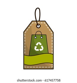 bag with recycling symbol inside of label