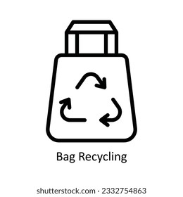 Ilustración de diseño de iconos del contorno del vector de reciclaje de bolsas. Símbolo de naturaleza y ecología sobre fondo blanco Archivo EPS 10