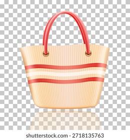 Tasche mit roten Griffen und horizontalen rot-weißen Streifen, ideal für Sommerausflüge.