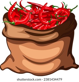 Bag of red hot peppers without background