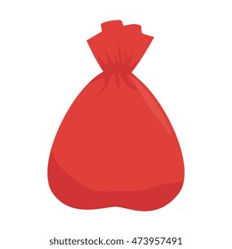 Bag Red Trash Garbage Sack Recycling Vector Illustration