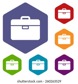 Bag rhombus icons set in different colors. Vector Illustration