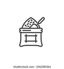 Bag of rice line icon. linear style sign for mobile concept and web design. Rice sack outline vector icon. Symbol, logo illustration. Vector graphics