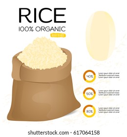 Bag of Risotto Rice on white background illustration.