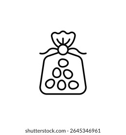 Saco com doces redondos Simples Contorno Gráfico Vetor Ilustração