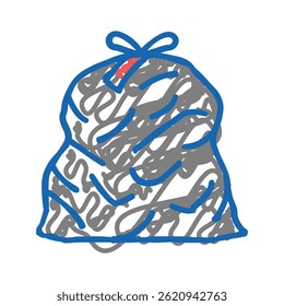 bag with rubbish doodle icon sketch vector. bag with rubbish sign. isolated symbol illustration