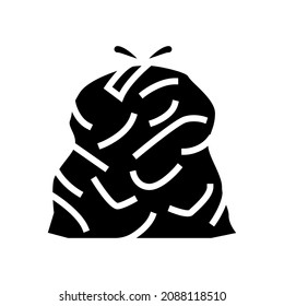 bag with rubbish glyph icon vector. bag with rubbish sign. isolated contour symbol black illustration
