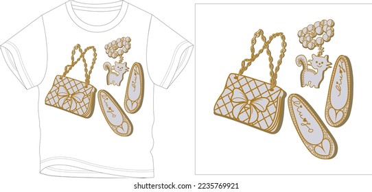 bag sandals cat t shirt graphic design vector illustration digital file