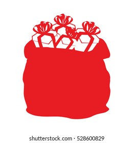 Bag Santa Claus icon. Big sack with gifts flat style. Sign for Christmas. Emblem for New year