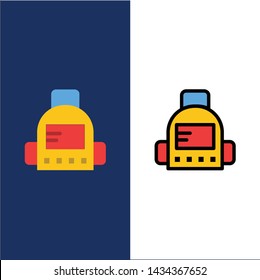 Bag, School, Education  Icons. Flat and Line Filled Icon Set Vector Blue Background