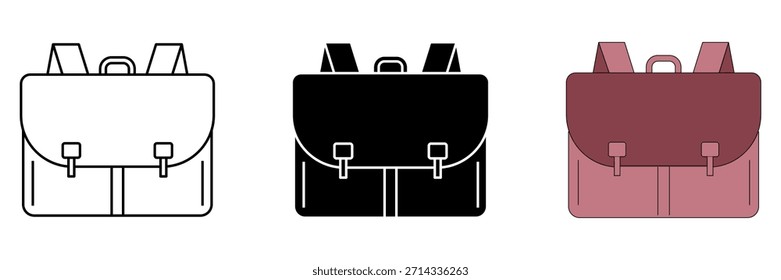 Bag school set icon on white background