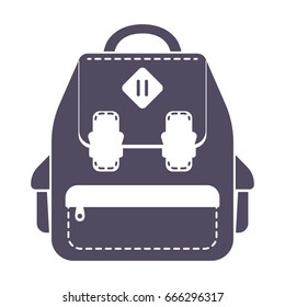 Bag school shadow isolated on white background. Silhouette backpack icon