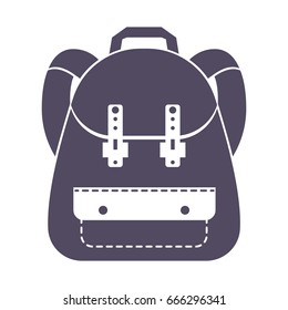 Bag school shadow isolated on white background. Silhouette backpack icon