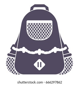 Bag school shadow isolated on white background. Silhouette backpack icon