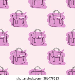 Bag seamless pattern pink hand drawn